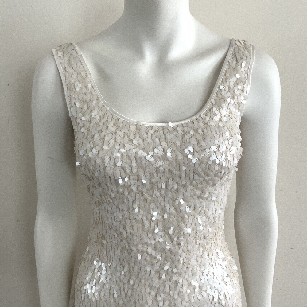 White House Black Market Ivory Sequin Body-con Dress 00 - Picture 5 of 11